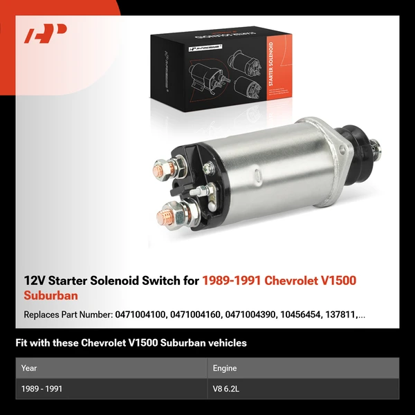 12V Starter Solenoid Switch for 1989-1991 Chevrolet V1500 Suburban