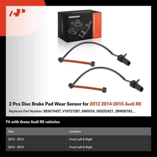 2 Pcs Disc Brake Pad Wear Sensor for 2012 2014-2015 Audi R8