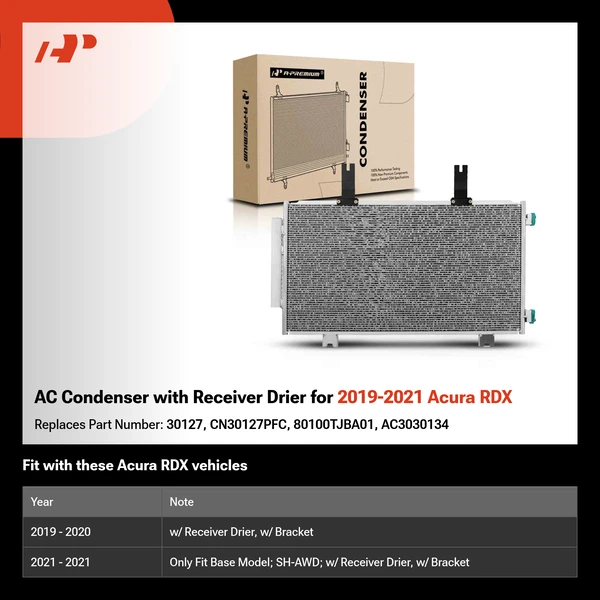 AC Condenser with Receiver Drier for 2019-2021 Acura RDX