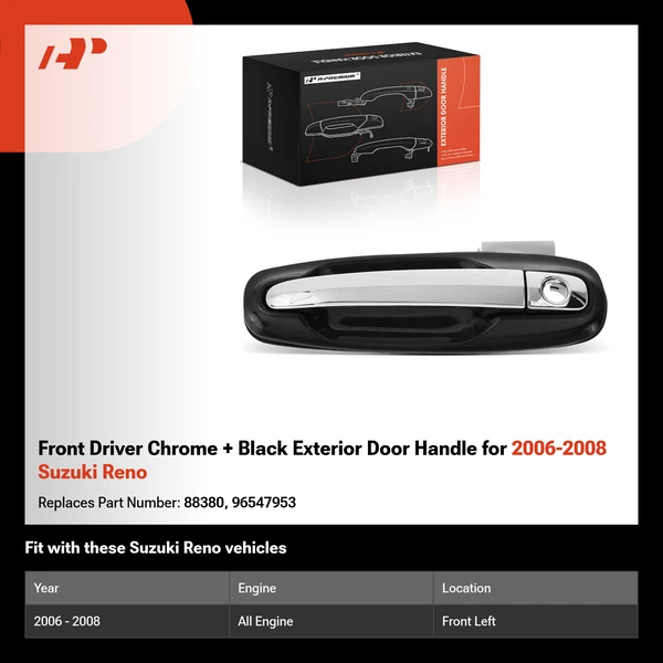 Front Driver Chrome + Black Exterior Door Handle for 2006-2008 Suzuki Reno