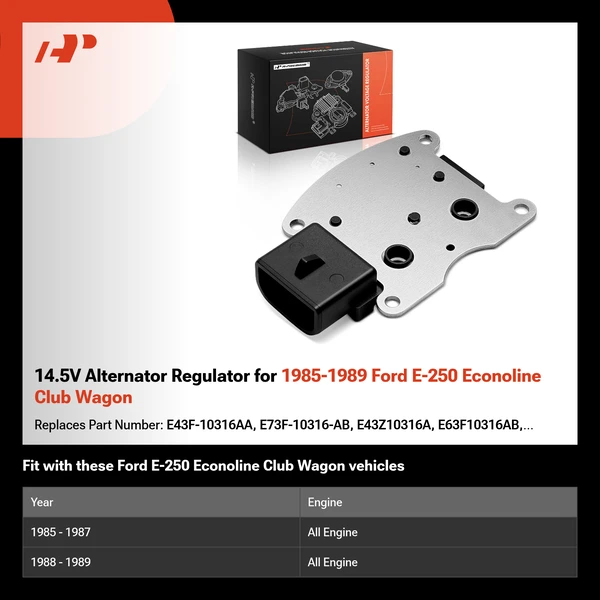 14.5V Alternator Regulator for 1985-1989 Ford E-250 Econoline Club Wagon