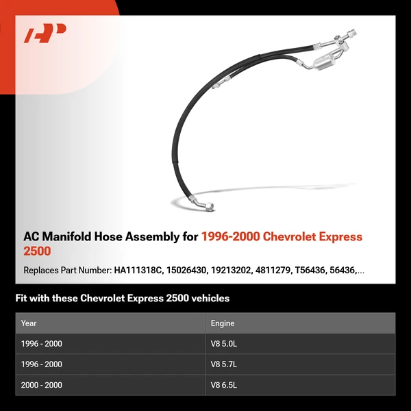 AC Manifold Hose Assembly for 1996-2000 Chevrolet Express 2500