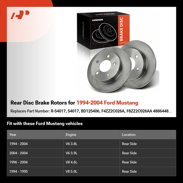 Rear Disc Brake Rotors for 1994-2004 Ford Mustang