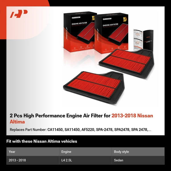 2 Pcs High Performance Engine Air Filter for 2013-2018 Nissan Altima