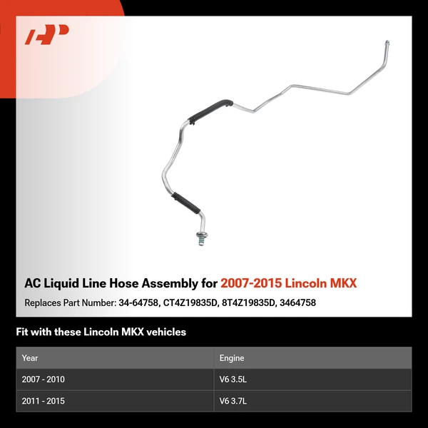 AC Liquid Line Hose Assembly for 2007-2015 Lincoln MKX