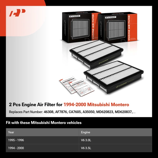2 Pcs Engine Air Filter for 1994-2000 Mitsubishi Montero