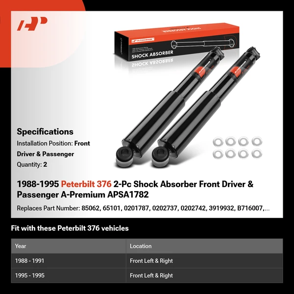 1988-1995 Peterbilt 376 2-Pc Shock Absorber Front Driver & Passenger A-Premium APSA1782