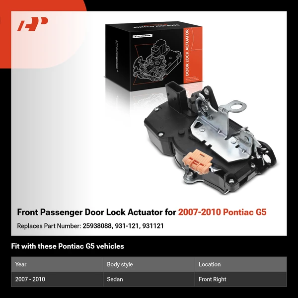 Front Passenger Door Lock Actuator for 2007-2010 Pontiac G5