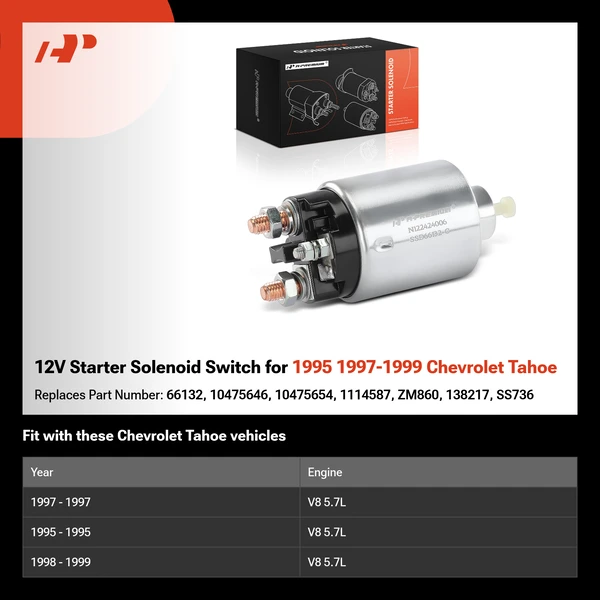 12V Starter Solenoid Switch for 1995 1997-1999 Chevrolet Tahoe
