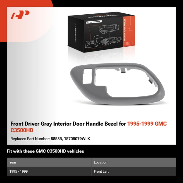 Front Driver Gray Interior Door Handle Bezel for 1995-1999 GMC C3500HD