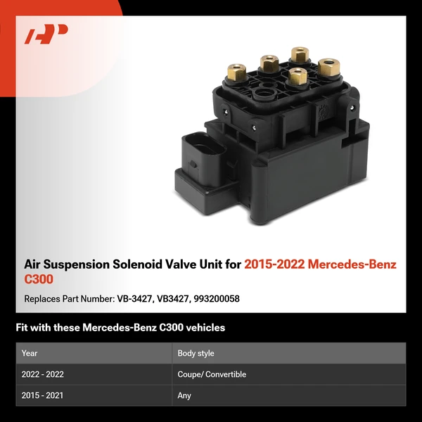 Air Suspension Solenoid Valve Unit for 2015-2022 Mercedes-Benz C300