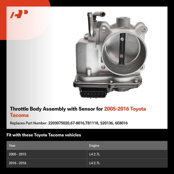 Throttle Body Assembly with Sensor for 2005-2016 Toyota Tacoma
