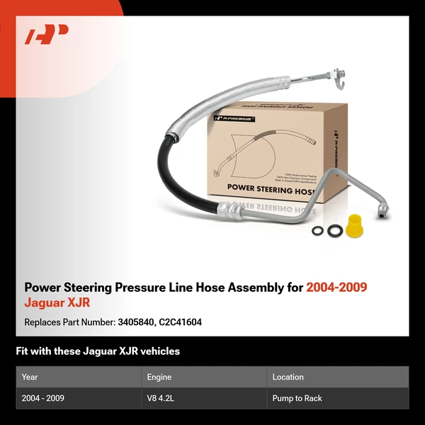 Power Steering Pressure Line Hose Assembly for 2004-2009 Jaguar XJR