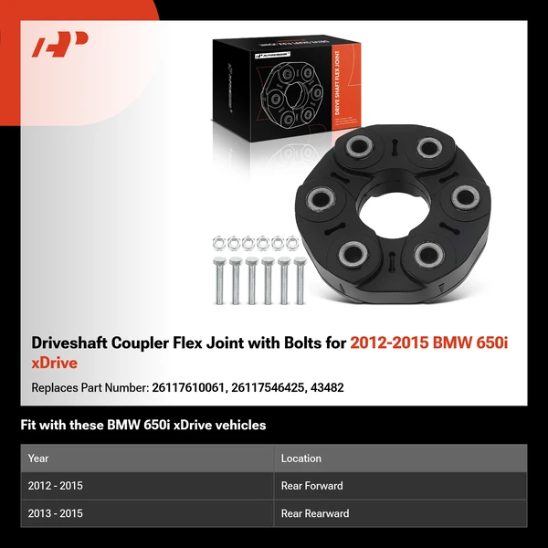 Driveshaft Coupler Flex Joint with Bolts for 2012-2015 BMW 650i xDrive