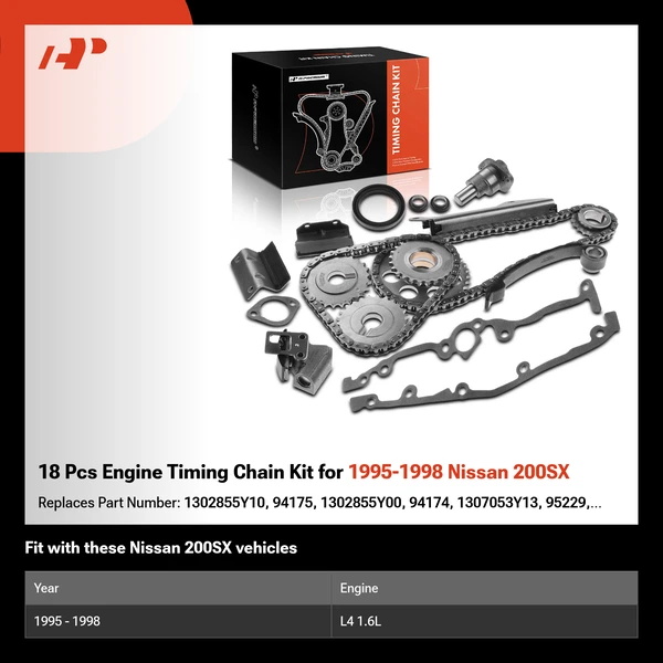 18 Pcs Engine Timing Chain Kit for 1995-1998 Nissan 200SX