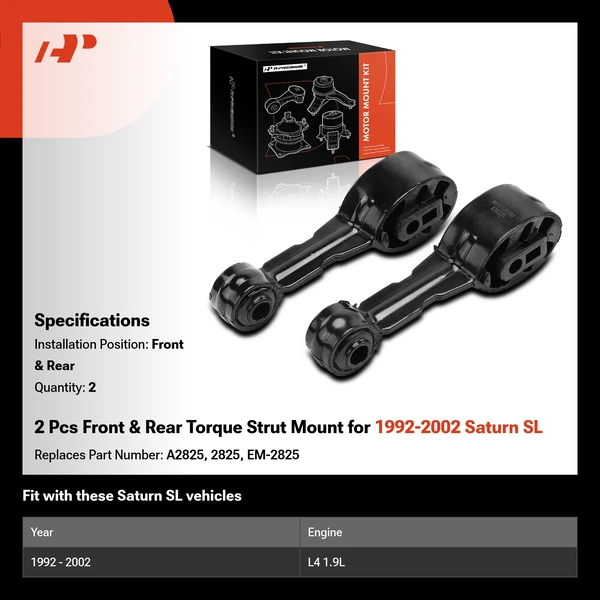 2 Pcs Front & Rear Torque Strut Mount for 1992-2002 Saturn SL