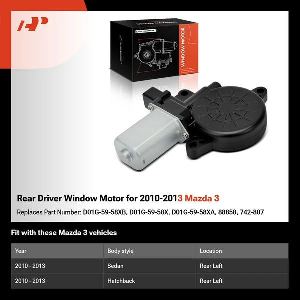 Rear Driver Window Motor for 2010-2013 Mazda 3