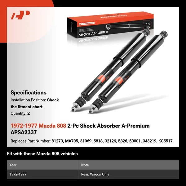 1972-1977 Mazda 808 2-Pc Shock Absorber A-Premium APSA2337