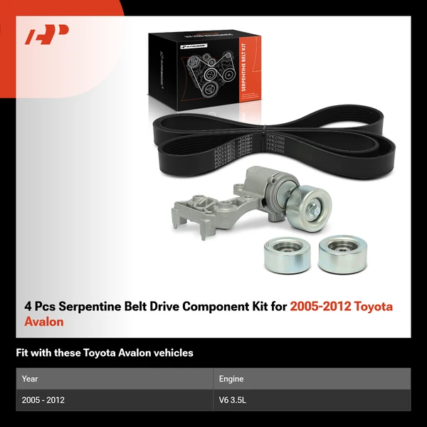 4 Pcs Serpentine Belt Drive Component Kit for 2005-2012 Toyota Avalon