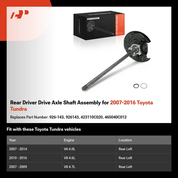 Rear Driver Drive Axle Shaft Assembly for 2007-2016 Toyota Tundra