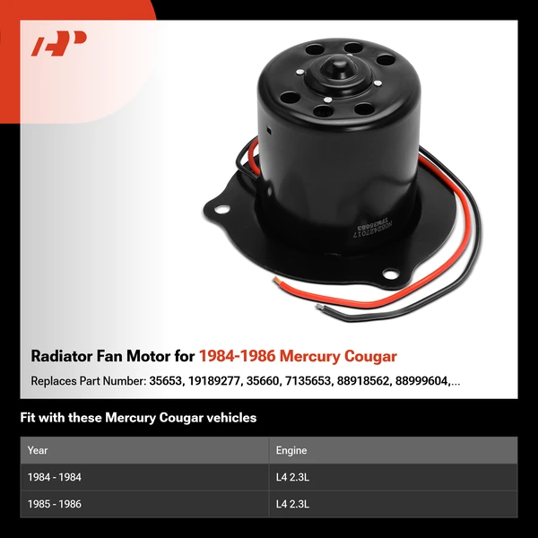 Radiator Fan Motor for 1984-1986 Mercury Cougar