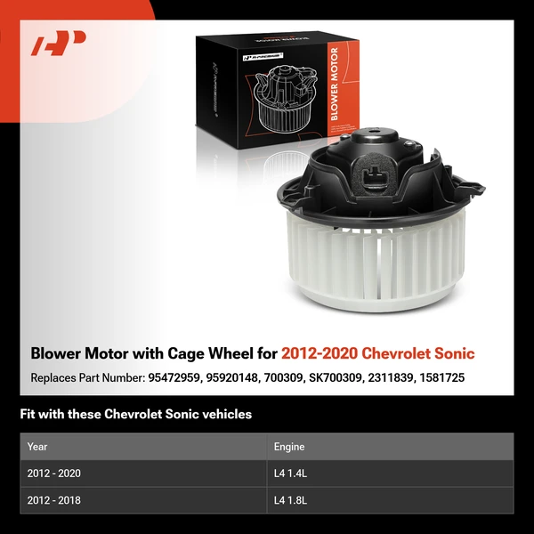 Blower Motor with Cage Wheel for 2012-2020 Chevrolet Sonic
