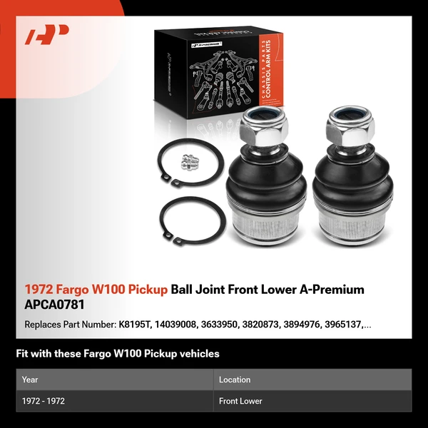 1972 Fargo W100 Pickup Ball Joint Front Lower A-Premium APCA0781