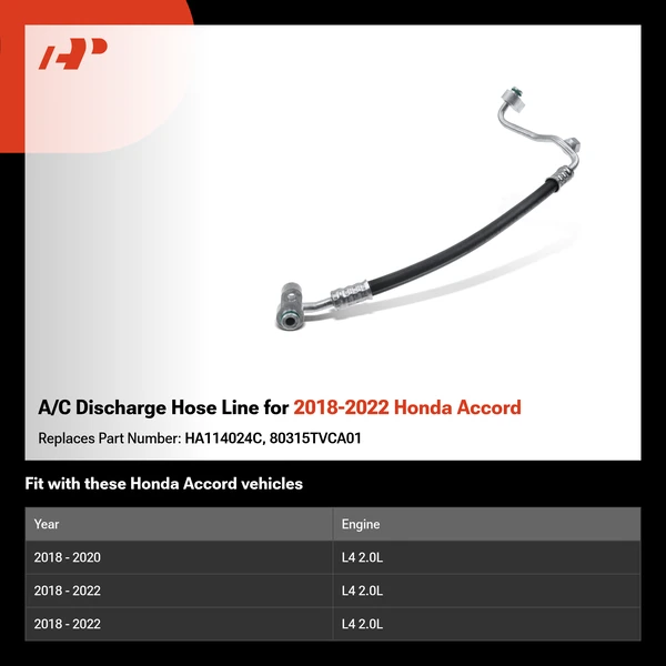 A/C Discharge Hose Line for 2018-2022 Honda Accord
