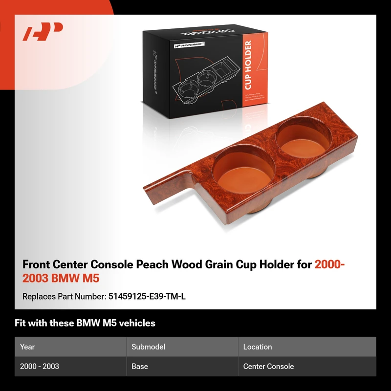 Front Center Console Peach Wood Grain Cup Holder for 2000-2003 BMW M5
