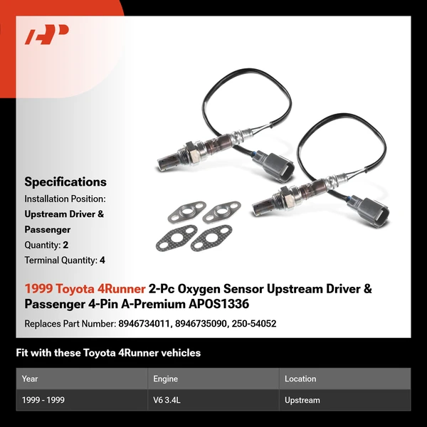 1999 Toyota 4Runner 2-Pc Oxygen Sensor Upstream Driver & Passenger 4-Pin A-Premium APOS1336