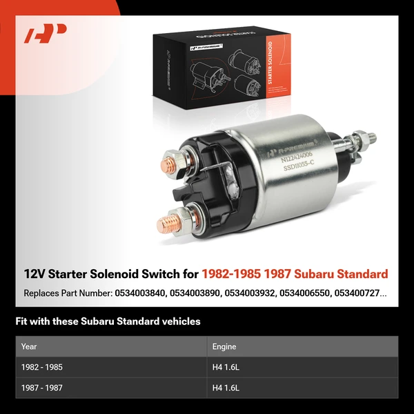 12V Starter Solenoid Switch for 1982-1985 1987 Subaru Standard