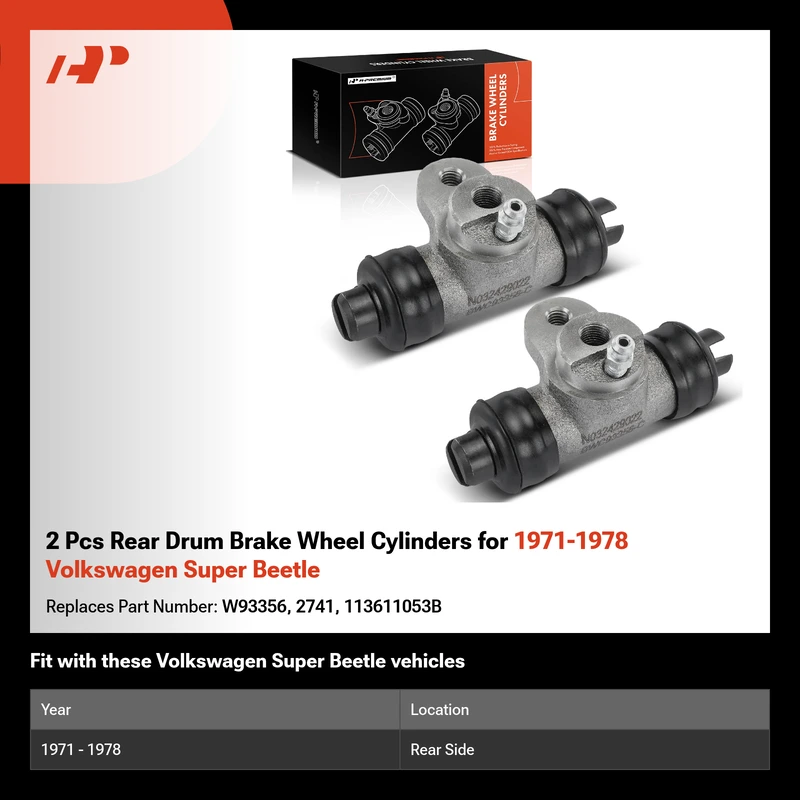 2 Pcs Rear Drum Brake Wheel Cylinders for 1971-1978 Volkswagen Super Beetle