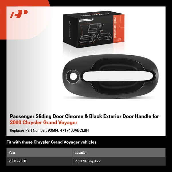 Passenger Sliding Door Chrome & Black Exterior Door Handle for 2000 Chrysler Grand Voyager