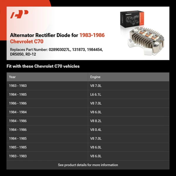 Alternator Rectifier Diode for 1983-1986 Chevrolet C70
