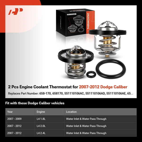 2 Pcs Engine Coolant Thermostat for 2007-2012 Dodge Caliber