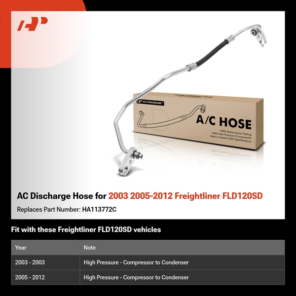 AC Discharge Hose for 2003 2005-2012 Freightliner FLD120SD