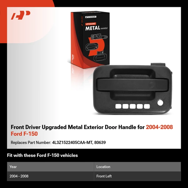 Front Driver Upgraded Metal Exterior Door Handle for 2004-2008 Ford F-150