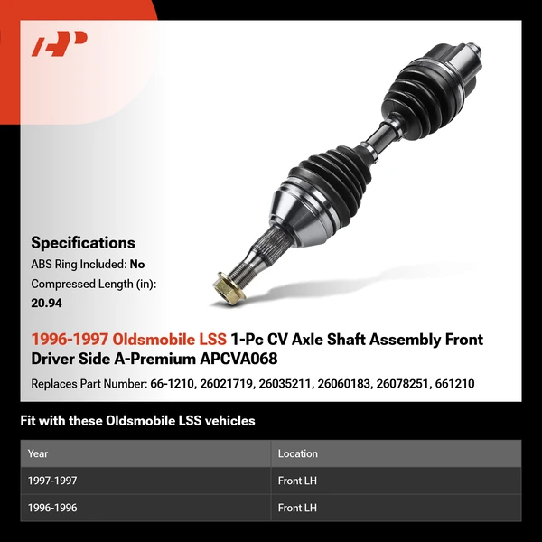 1996-1997 Oldsmobile LSS 1-Pc CV Axle Shaft Assembly Front Driver Side A-Premium APCVA068
