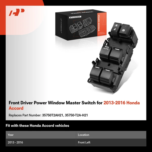 Front Driver Power Window Master Switch for 2013-2016 Honda Accord