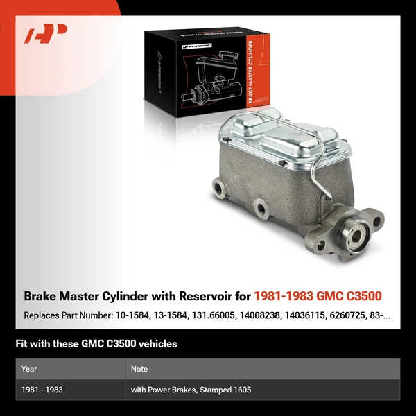 Brake Master Cylinder with Reservoir for 1981-1983 GMC C3500