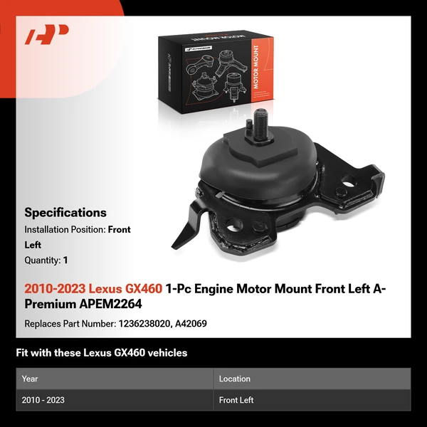 2010-2023 Lexus GX460 1-Pc Engine Motor Mount Front Left A-Premium APEM2264