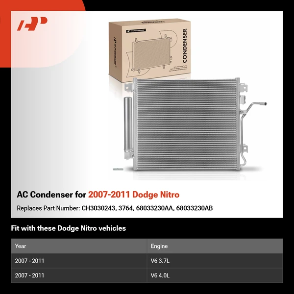 AC Condenser for 2007-2011 Dodge Nitro