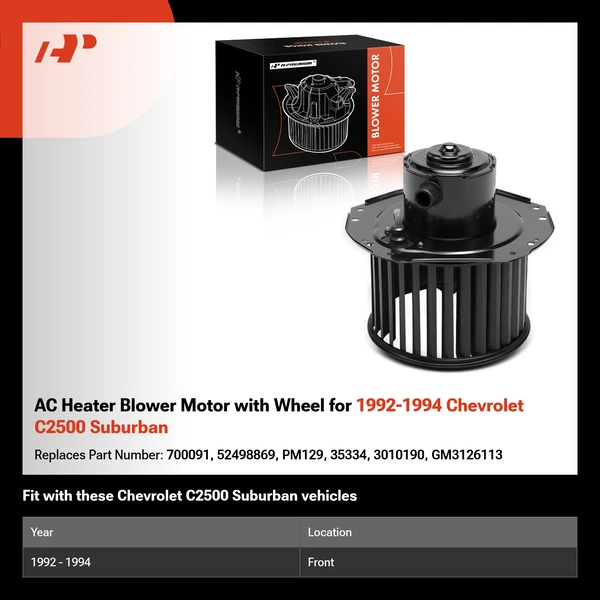 AC Heater Blower Motor with Wheel for 1992-1994 Chevrolet C2500 Suburban