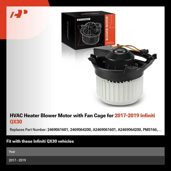 HVAC Heater Blower Motor with Fan Cage for 2017-2019 Infiniti QX30