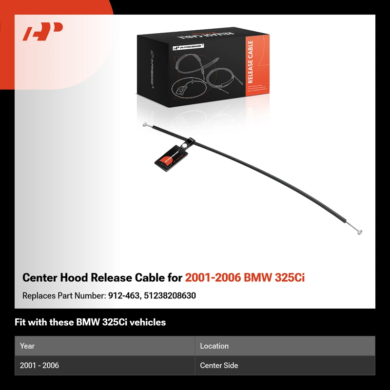 Center Hood Release Cable for 2001-2006 BMW 325Ci