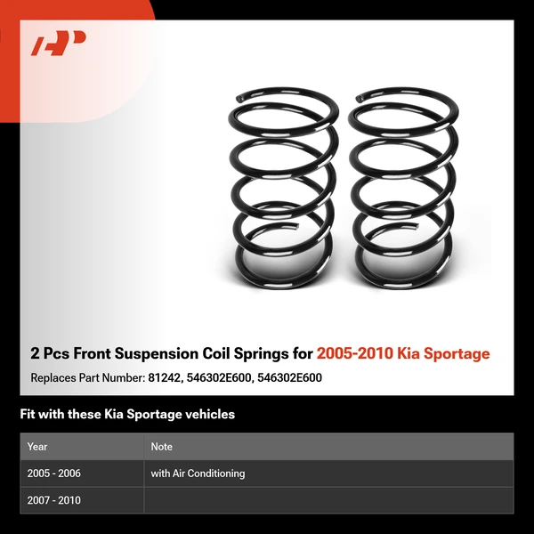 2 Pcs Front Suspension Coil Springs for 2005-2010 Kia Sportage