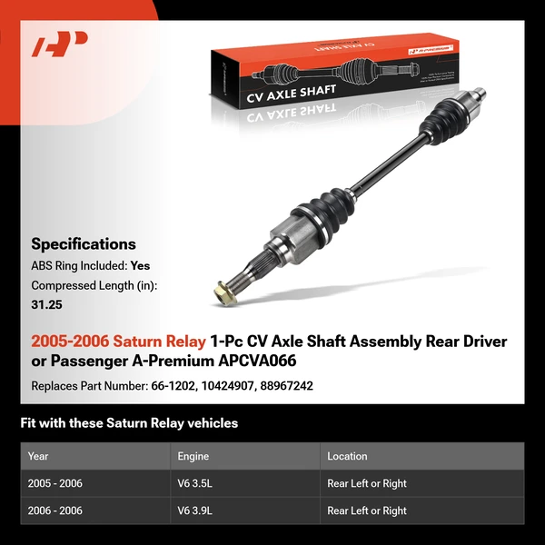 2005-2006 Saturn Relay 1-Pc CV Axle Shaft Assembly Rear Driver or Passenger A-Premium APCVA066