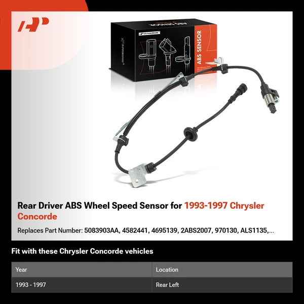 Rear Driver ABS Wheel Speed Sensor for 1993-1997 Chrysler Concorde