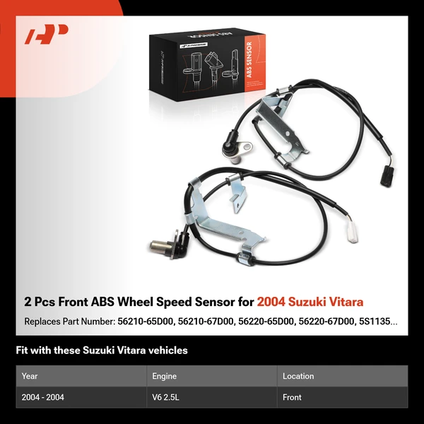 2 Pcs Front ABS Wheel Speed Sensor for 2004 Suzuki Vitara