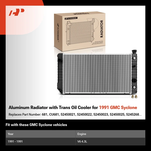 Aluminum Radiator with Trans Oil Cooler for 1991 GMC Syclone